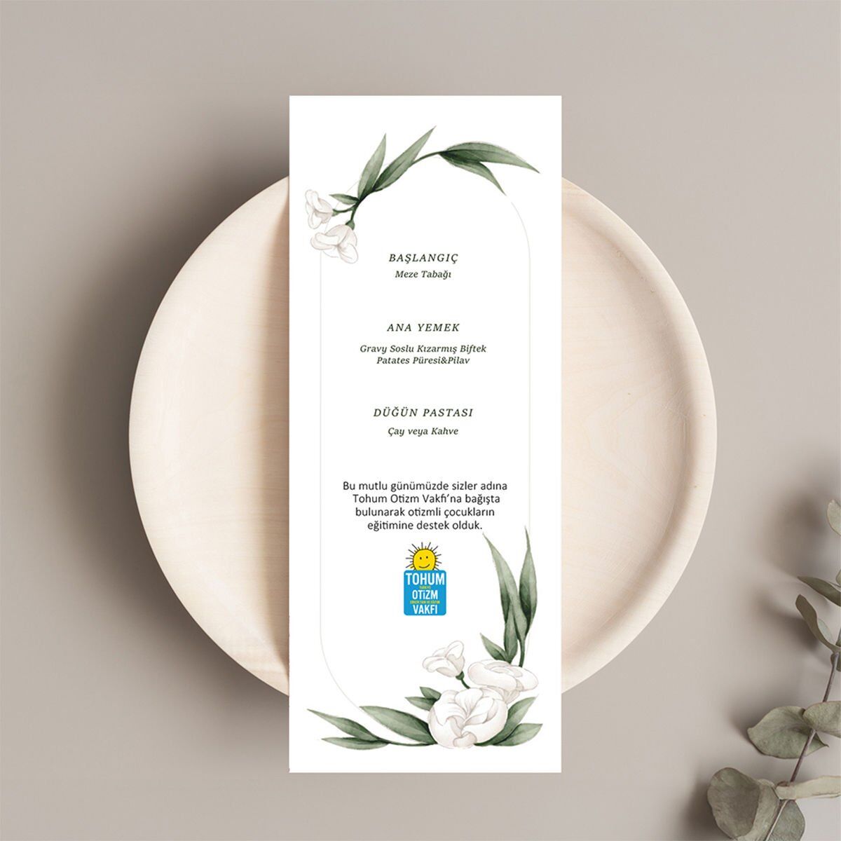 Menü Kartı | Beyaz Zambak