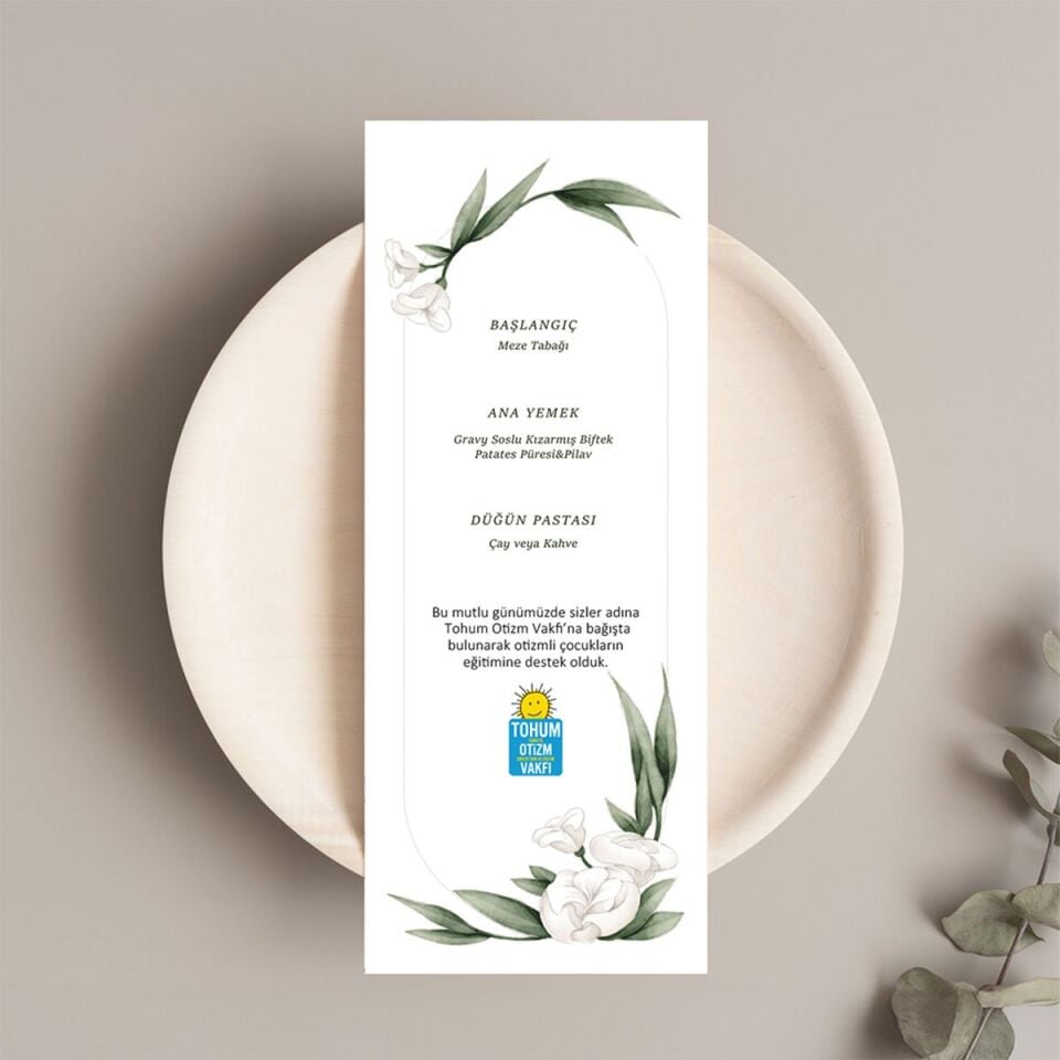 Menü Kartı | Beyaz Zambak
