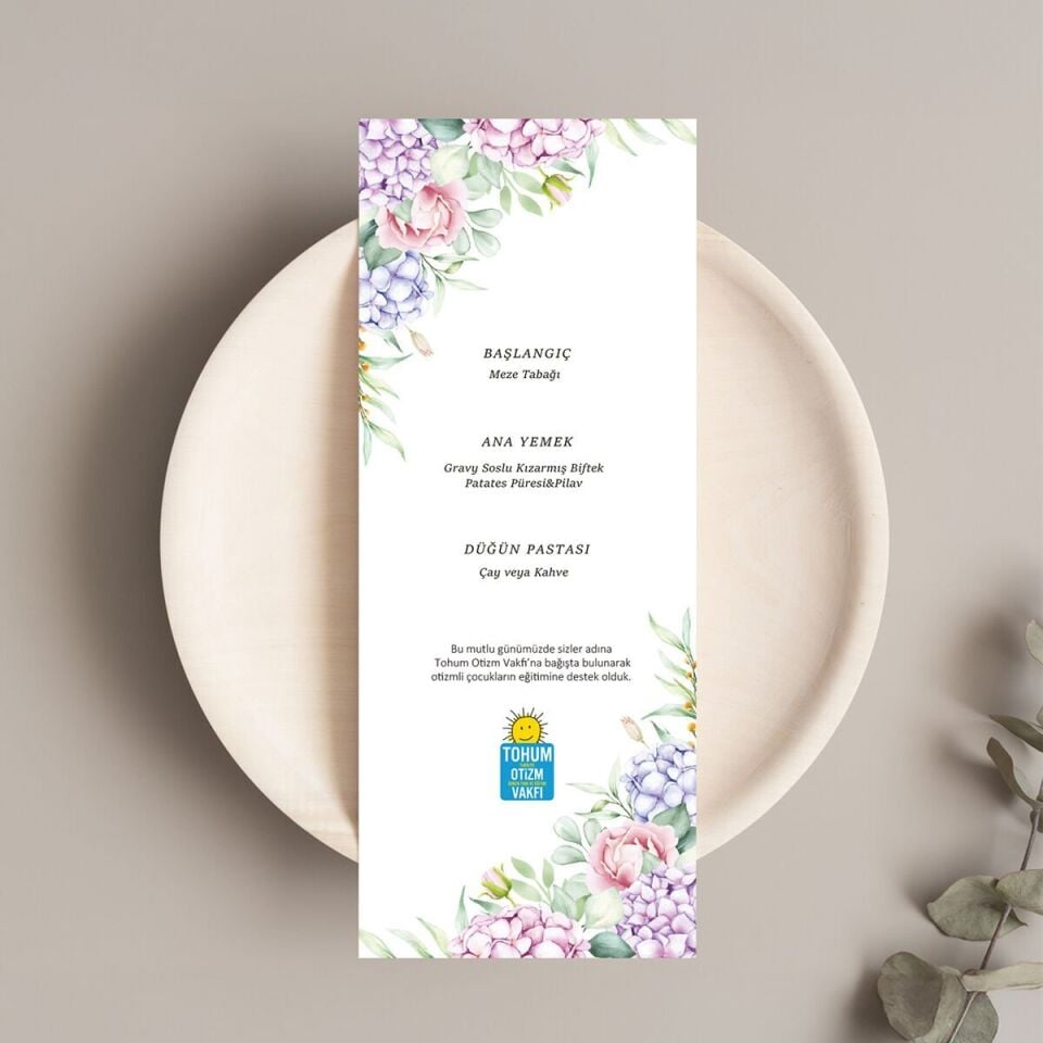 Menü Kartı | Ortanca Çiçek