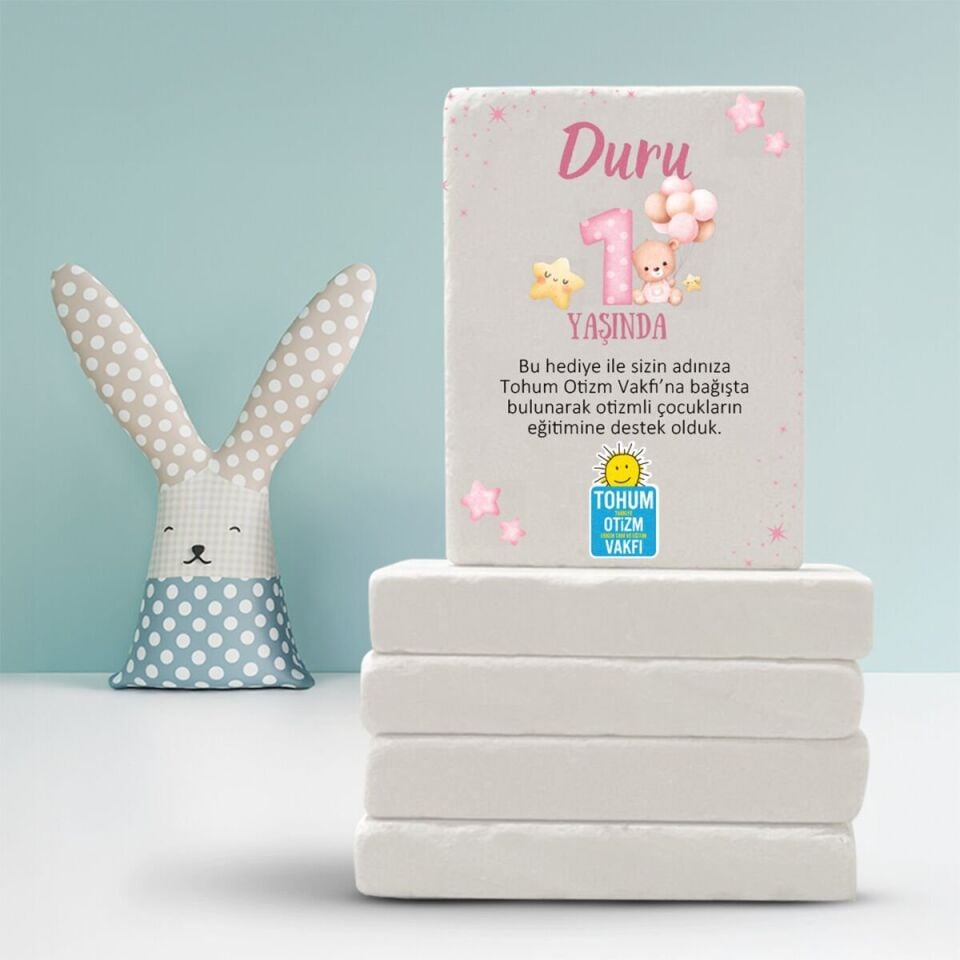 Doğal Taş Magnet | Balonlu Ayıcık