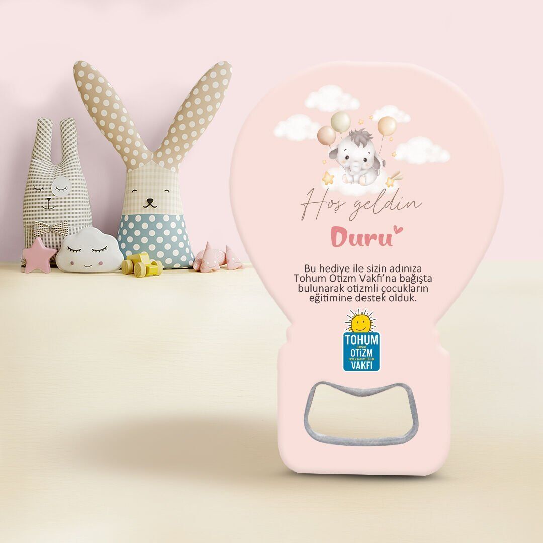 Balon Açacak Magnet | Pembe Fil