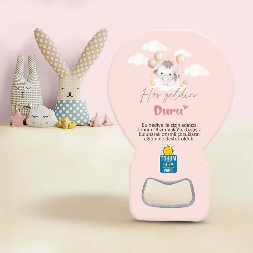 Balon Açacak Magnet | Pembe Fil