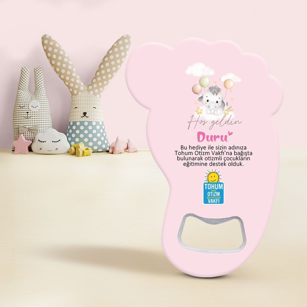 Ayak İzi Açacak Magnet | Pembe Fil